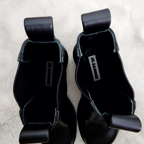 NEW Jill Sander Block Heel Black Leather Chelsea Boot Elasticated Panels - Picture 5 of 16